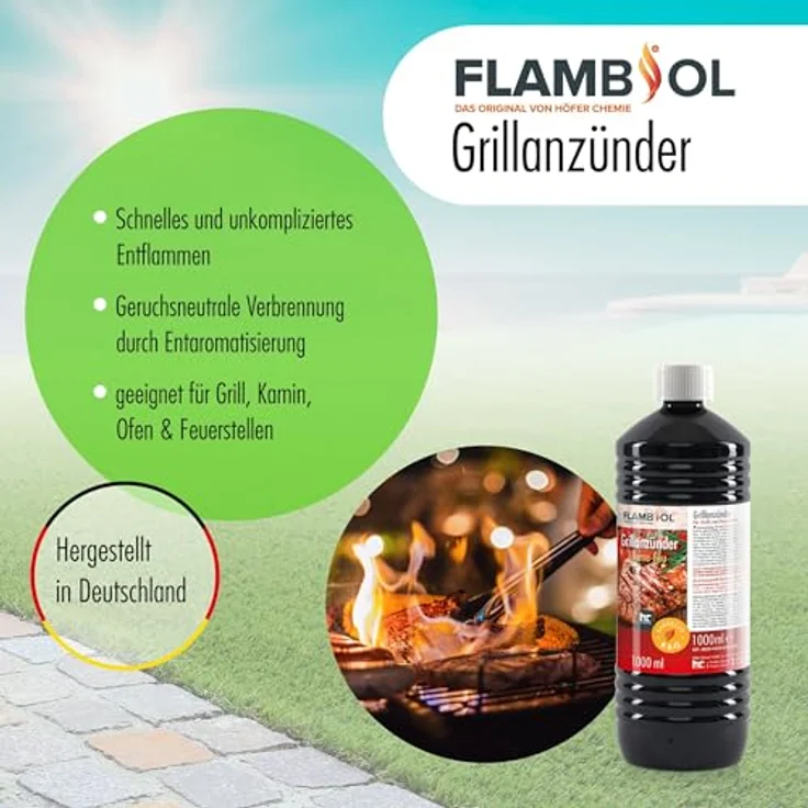 Höfer Chemie 6 L Grillanzünder flüssig für Holzkohle und Grillbriketts, mit Spritzausgießer und kindersicherem Verschluss – Bild 2