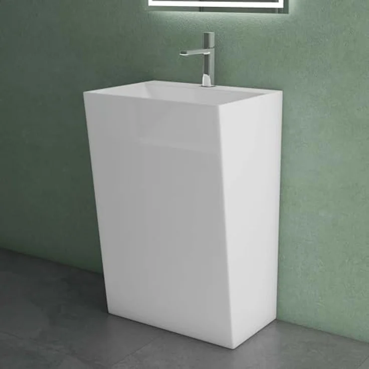 Mai & Mai Design Standwaschbecken freistehend Col40 weiß, aus Mineralguss, BTH: 60x45x90cm, eleganter Waschtisch mit dünnem Rand – Bild 5