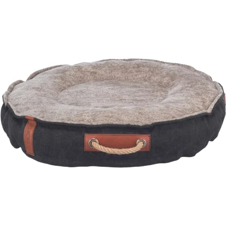 TRIXIE Hundebett BE Nordic Föhr ø 60 cm in schwarz/Sand – eckiger Hundekorb für kleine & große Hunde - gemütliches Hundekörbchen mit praktischem Tragegriff - weich & waschbar - 36594 – Bild 1