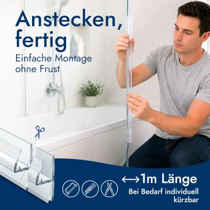 Bagnoxx Duschdichtung 90 Grad, transparente Eckdichtung für 6mm Glas, UV-beständig und schimmelresistent – Bild 4