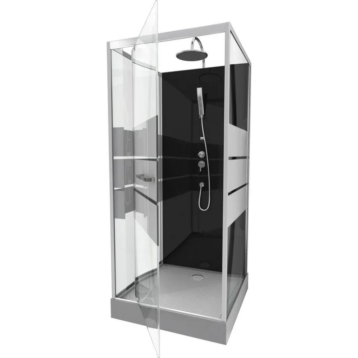 Marwell Komplettdusche Dusy, BxT: 70x70 cm, Einscheibensicherheitsglas, inkl. Armaturen, elegantes Design in edlem Silber – Bild 1