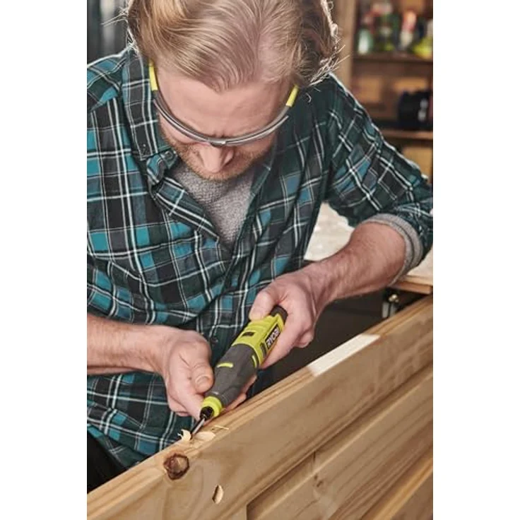RYOBI 4 V USB-LITHIUM Akku-Schnitzer RPC4-120G, inkl. 1 x 4 V 2,0 Ah Akku und USB-C Ladekabel - Kompakter Power Carver für Holzschnitzarbeiten und Meißelarbeiten – Bild 2