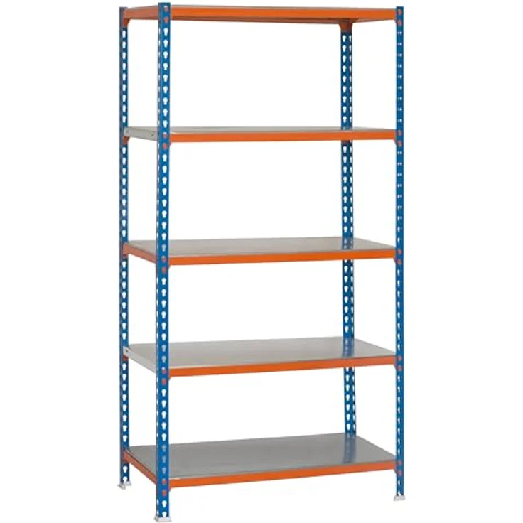 Simonrack Simonclick Plus Metallregal, 200 x 100 x 40 cm, 5 Böden, Traglast 180 kg pro Boden, Stecksystem, blau/orange – Bild 1