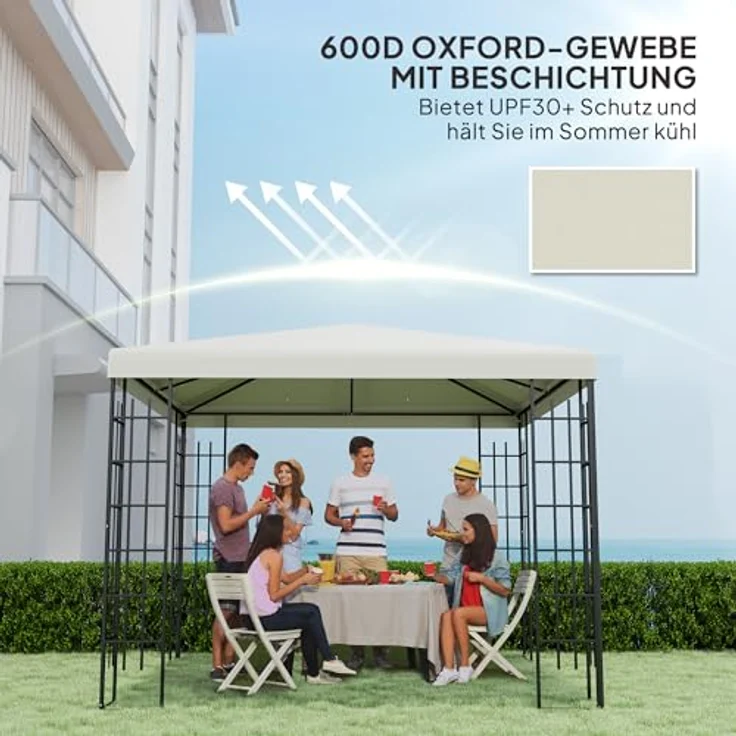Outsunny Pavillon-Ersatzdach für Pavillon 3 x 3 m, wasserdicht, aus Oxford-Stoff, 370 g/m², Hellgrau – Bild 6