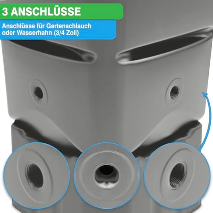 YourCasa Regentonne [Tower] 120L mit Standfuss, Deckel & Wasserhahn - Regenfass Frostsicher aus Kunststoff - Regenwassertonne - Regenwassertank Garten Wassertank Regensammler (Grau) - Nachhaltige Bewässerung & modernes Design – Bild 5