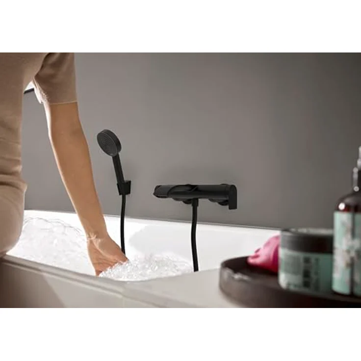 hansgrohe Badarmatur Vivenis 75420670, Schwarz Matt, 2-Funktionen, WaterfallStream, Keramikkartusche – Bild 5