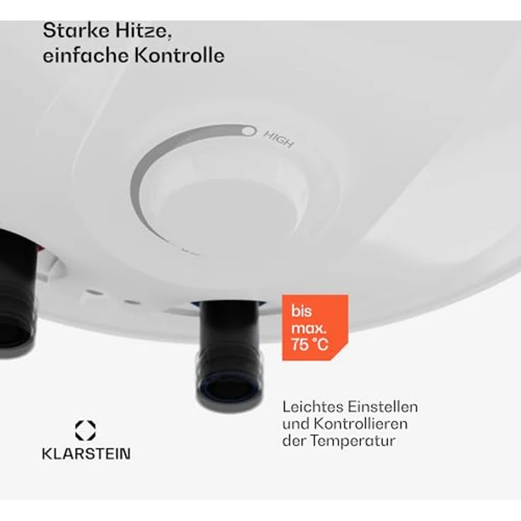 Klarstein ENDURAHEAT MAX 30 Warmwasserspeicher, 30 Liter, 1500W, max. 75°C, platzsparendes Design – Bild 7