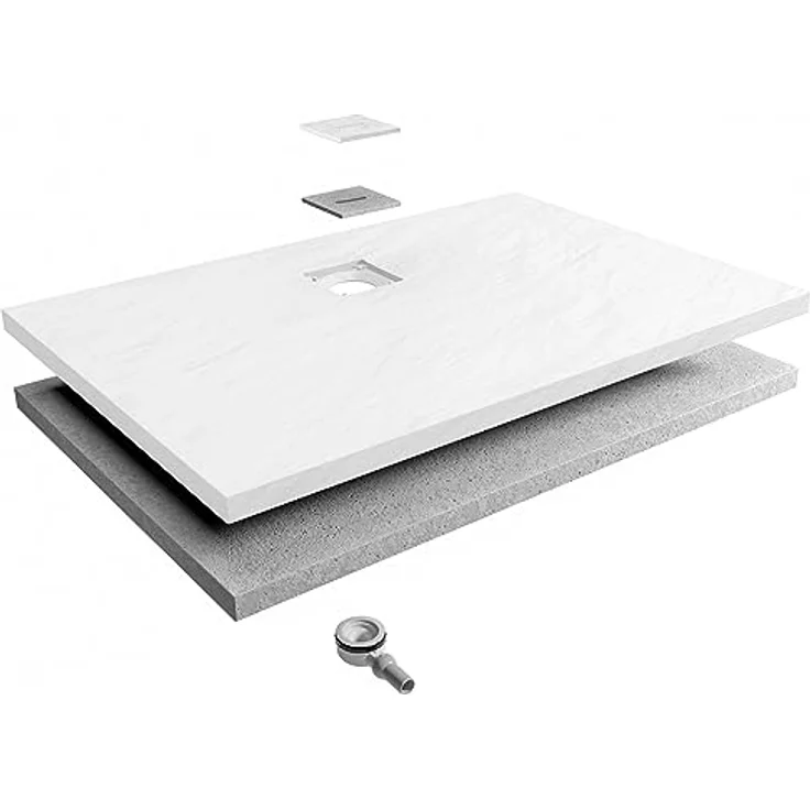 Schulte Duschwanne Steinstruktur 90 x 120 cm weiß, Mineralguss, natürlicher Wärmespeicher, Formstabilität – Bild 4