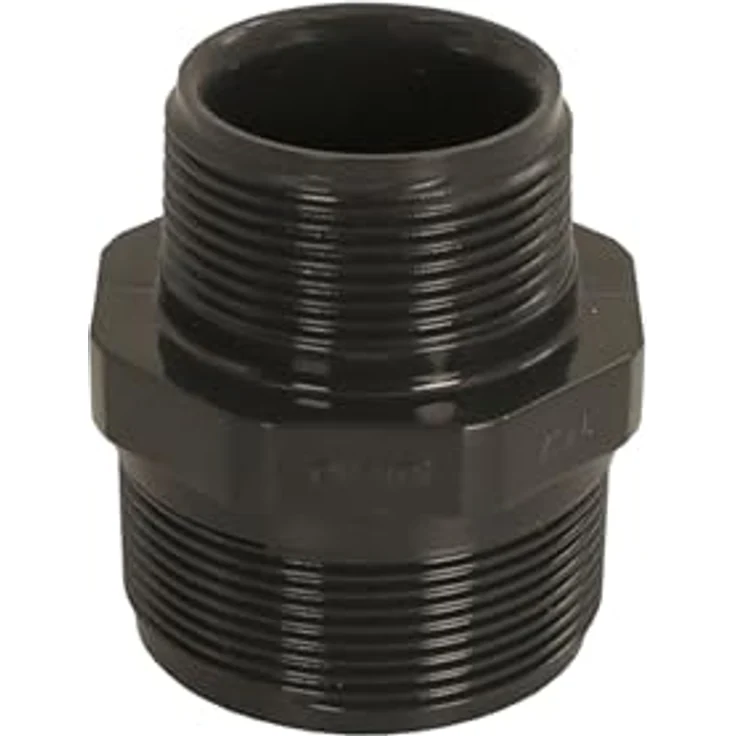 HAF PVC Fittings Doppelnippel 2" x 1 1/2" Außengewinde, grau, PN16 für Verrohrung – Bild 2
