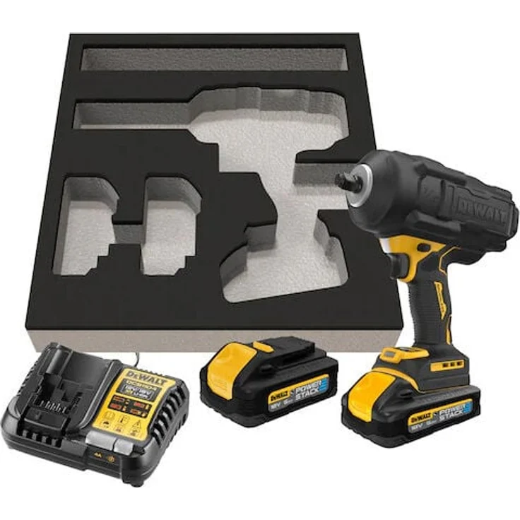 Dewalt DCF961H2G-QW, XR 18V Schlagschrauber 1/2' mit 2x 5,0 Ah Powerstack-Batterien, schwarz – Bild 1