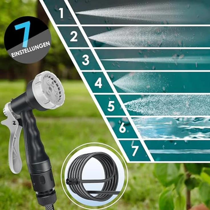 KESSER® Schlauchtrommel 20m mit Wandhalterung, 180° schwenkbar, automatische Aufrollung & 7-Funktionen Handbrause – Bild 5