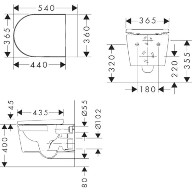 hansgrohe EluPura Original S Wand-WC Set, 365x540mm, spülrandlos mit HygieneEffect und AquaChannel Flush, inkl. SoftClose WC-Sitz, glänzendes Weiß – Bild 2