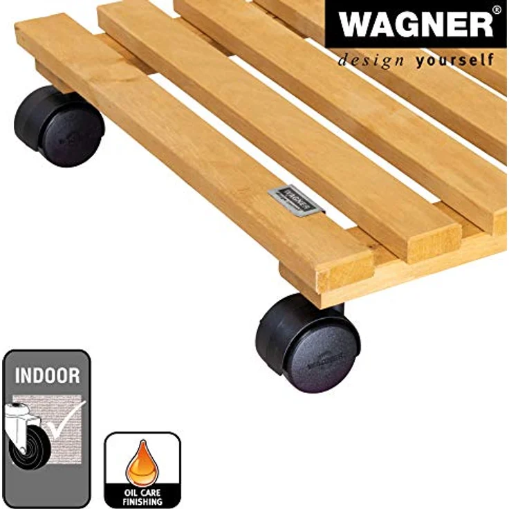 WAGNER Pflanzenroller Nature 35 x 35 cm I Pflanzenroller für Innenbereich, Erle Terracotta I Blumenroller aus FSC-Massivholz I Kübelroller aus Holz I Tragkraft 100 kg I Made in EU ? 20083501 – Bild 4