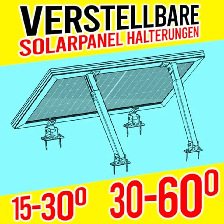 Firend Aufständerung Solarmodul Halterung Balkonkraftwerk Flachdach PV VERSTELB 15-60° (2 Paneele SET 30°-60°), Aluminium, verstellbare Länge 400-1160 mm, Winkel 15-60° - Preisvergleich – Bild 3