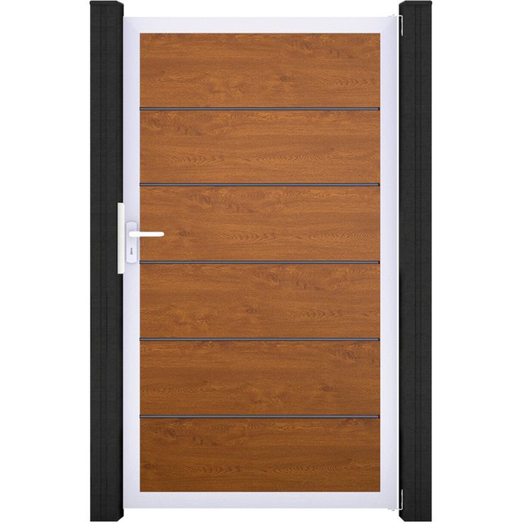 GroJa Einzeltor 'BasicLine Premium', Gartentor in Eichefarben dunkel/silber, 100 x 180 cm, einfache Montage, made in Germany, edlere Füllungsgeometrie mit Lisenen