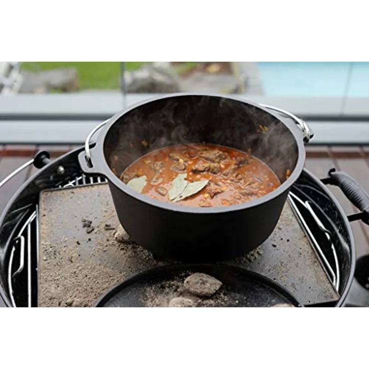 BBQ-Toro Dutch Oven Alpha Serie | 19,0 Liter (DO18A) Gusseisen Kochtopf, bereits eingebrannt, mit Deckelheber | Schwarz – Bild 5