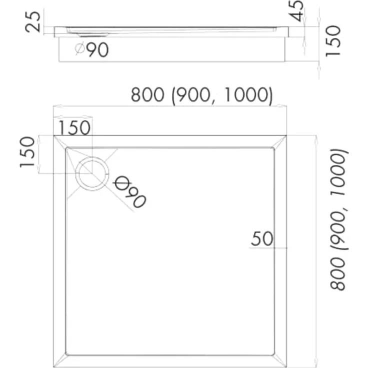 Aquabad® Duschwanne BASIC Smooth White, Quadrat, 80x80 cm, Acryl mit Styroporträger und Ablaufgarnitur – Bild 8