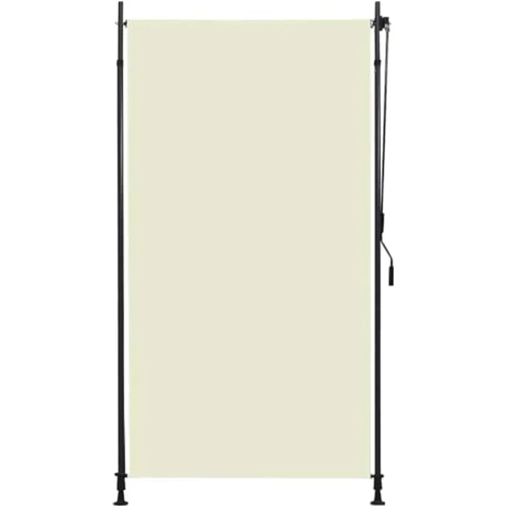 vidaXL Außenrollo 120 x 270 cm Creme, Senkrechtmarkise mit Handkurbel und höhenverstellbaren Pfosten – Bild 7