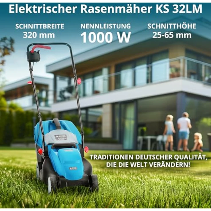 Könner & Söhnen Elektromäher 32Lm, Rasenmäher mit 1000W Leistung und 32cm Schnittbreite – Bild 2
