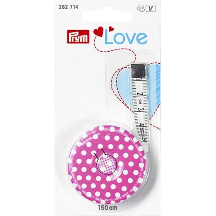 Prym Love Rollmaßband 150 cm, Poly-Fiber-Gewebe, pink/weiß – Bild 2