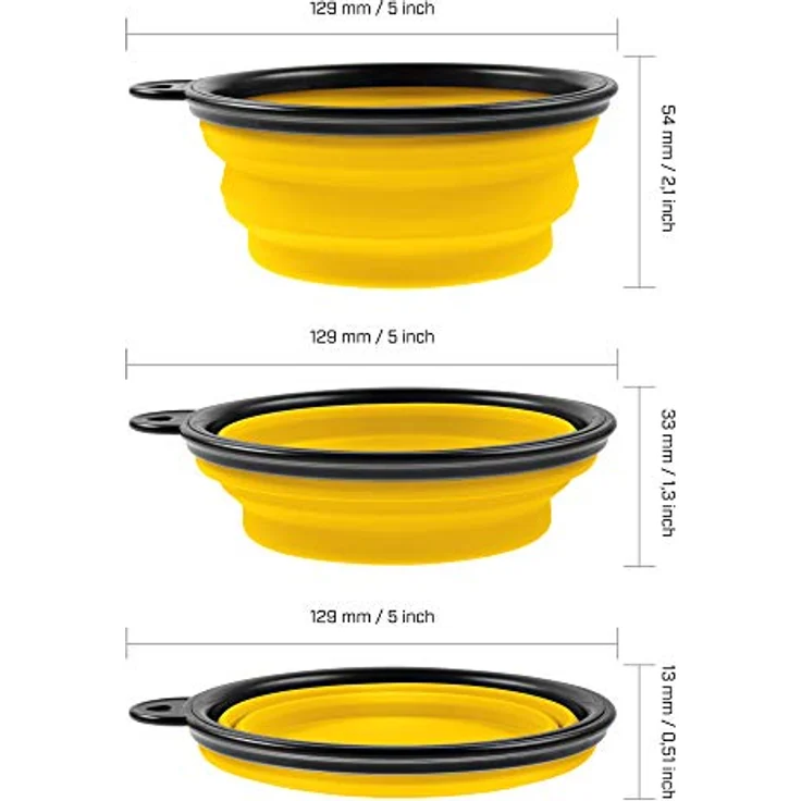PhoneNatic Faltbarer Silikon-Hundenapf in gelb, Reisenapf für Hunde und Katzen mit Karabiner -, S, gelb, 350 ml, 60014331 – Bild 5
