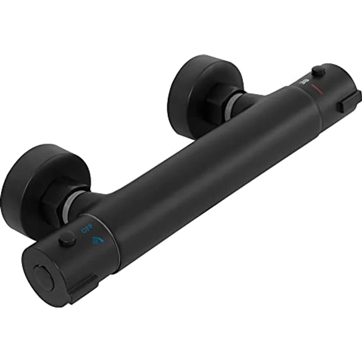 Rea Duschsäulen-Set Mike Black, Messing-Duschsystem mit 25x25 cm Kopfbrause und Thermostat, Aufputzmontage, schwarz – Bild 5