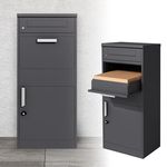ML DESIGN modern living ML-Design Paketbriefkasten aus verzinktem Stahl in Anthrazit, 50x112x37 cm, freistehend, abschließbar, 2 Schlüssel, für Pakete, Warensendungen, Briefe