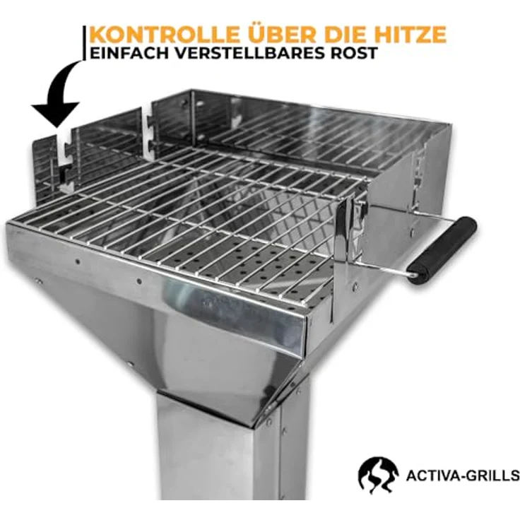 Activa Holzkohlegrill Säulengrill Saalfeld, Holzkohlegrillfläche 36 x 36 cm – Bild 7