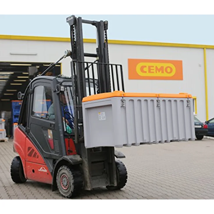 CEMO 10334 Werkzeugbox, grau/orange, 400 L, spritzwasserdicht und abschließbar, 2-fach stapelbar mit integrierten Tragegriffen – Bild 4