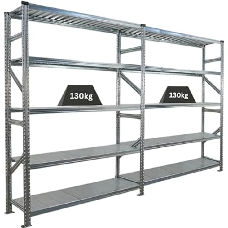 Proregal PROXIMO Metallregal, Schraubenloses Fachbodenregal, 200x300x50 cm, Traglast 130 kg pro Boden, 5 Böden, verzinkter Stahl – Bild 1