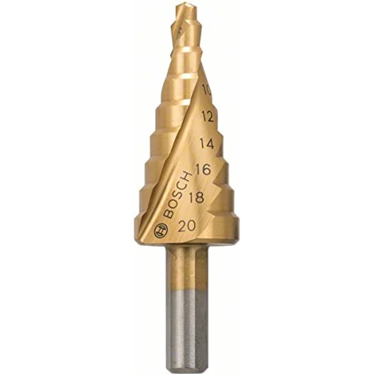 BOSCH HSS-TiN Stufenbohrer, 4-20 mm, 9 Stufen, mit 3-Flächen-Schaft und Kreuzanschliff – Bild 2