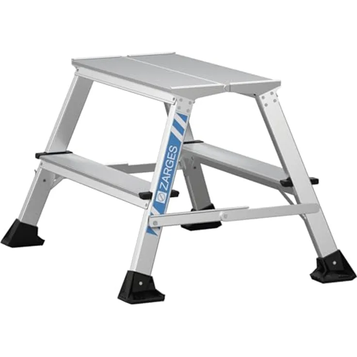 ZARGES XLstep P, Arbeitspodest mit Arbeitshöhe 2,49 m, Aluminium eloxiert, beidseitig begehbar, Belastung 150 kg, große Arbeitsplattform 600 x 300 mm