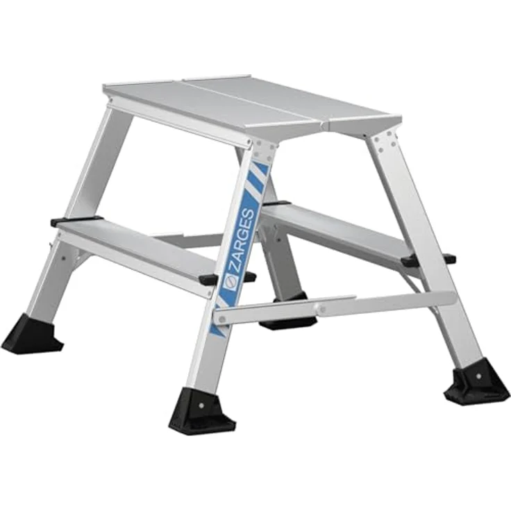 ZARGES XLstep P, Arbeitspodest mit Arbeitshöhe 2,49 m, Aluminium eloxiert, beidseitig begehbar, Belastung 150 kg, große Arbeitsplattform 600 x 300 mm – Bild 1