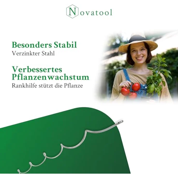 Novatool Rankhilfe 19649, 50 Stück Tomatenstäbe 170 cm x 5 mm Ø, wetterfeste Spiralsystem Pflanzhilfe für Tomaten und Gurken – Bild 7