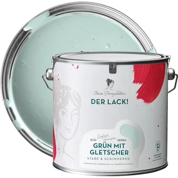 MissPompadour Holzfarbe Grün mit Gletscher 2,5L, seidenmatte, witterungsbeständige Möbelfarbe für Innen & Außen, hohe Deckkraft, schnelltrocknend – Bild 1