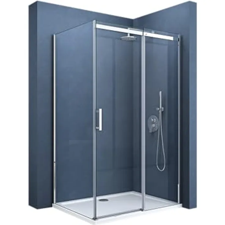doporro Eckdusche Duschkabine Ravenna18 ESG-Sicherheitsglas Easy-Clean Duschabtrennung, 100x70 cm, Nano-Beschichtung, Schiebetür, Klarglas