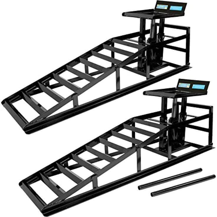 2x hydraulischer Auffahrbock Auffahrrampe Pkw KfZ Wagenheber höhenverstellbar (34430901) – Bild 2