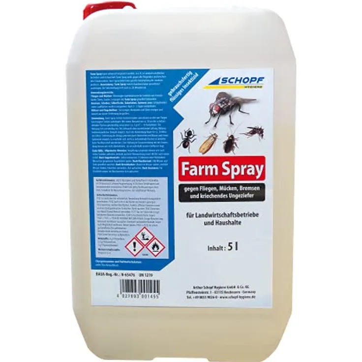 SCHOPF Hygiene Farm Spray - Gebrauchsfertiges Stallfliegenspray, 5 Liter