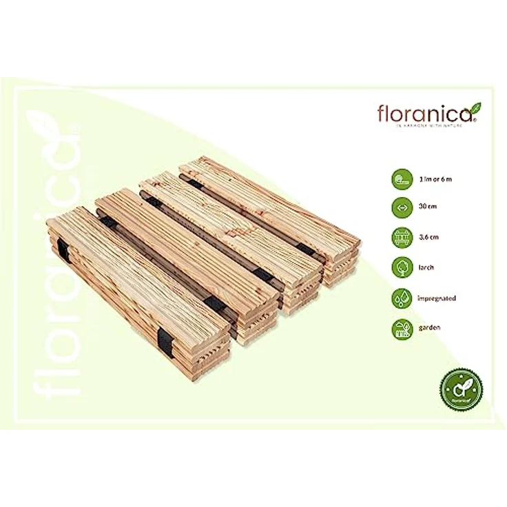 Floranica Gartenweg Rollweg Holztritt Gartentritt Garten Holz Holzweg Ausrollbarer Gartentritt Gartenrollwege Dekorative Holztritte aus Lärchenholz Länge in lfm, Breite 30 cm, Farbe: Unbehandelt – Bild 2
