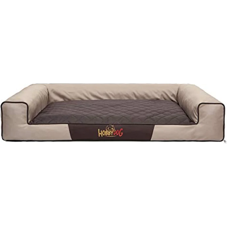 DOGGY Hobbydog XL VICBEB4 Eckig Hundebett, Victoria Katzenbett Schlafplatz, beige mit braun, Codura-Material, waschbar, EU-Produktion – Bild 1