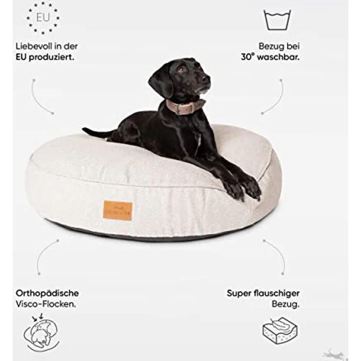 FREUDENTIER® Hundebett XL 100cm rund - Memory Foam - flauschig & waschbar - Made in EU - Hundekissen für mittelgroße & Grosse Hunde - Hundematratze in grau – Bild 2