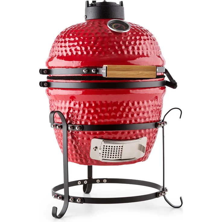 Princesize Kamado-Grill Keramikgrill Edelstahl-Grillrost Smoker BBQ rot Rot – Bild 2
