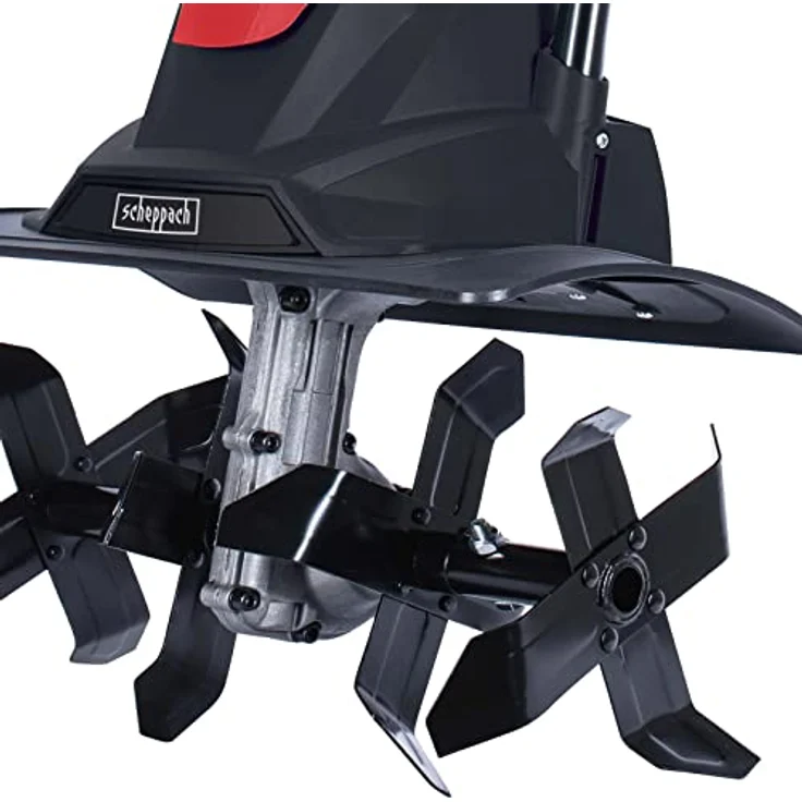 Scheppach Motorhacke MTE380 Elektromotorhacke, 1050 Watt / 1,4 PS Leistung, Hackendurchmesser 205 mm, Fräsbreite 360 mm, Hackendrehzahl 400 1/min, Sofort-Start mit Schutzschalter, klappbarer Handgriff – Bild 2
