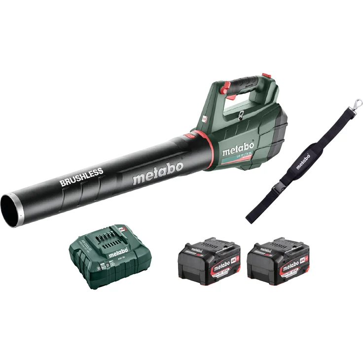 Metabo Akku Laubbläser LB 18 LTX BL (18 Volt, Li-Ion, Tragegurt, gummierter Griff, 150 km/h Luftgeschwindigkeit, bürstenloser Motor) inkl. 2x 5,2 Ah Li-Ion Akku und Ladegerät ASC 55 – Bild 2