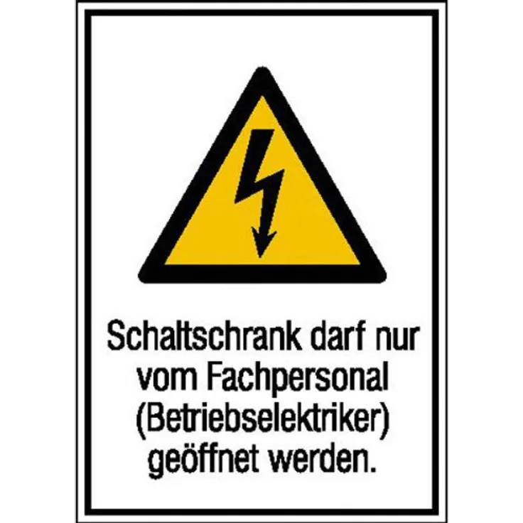 SafetyMarking Warnschild - Schaltschrank darf nur von Fachpersonal Betriebselektriker geöffnet werden 21.1296