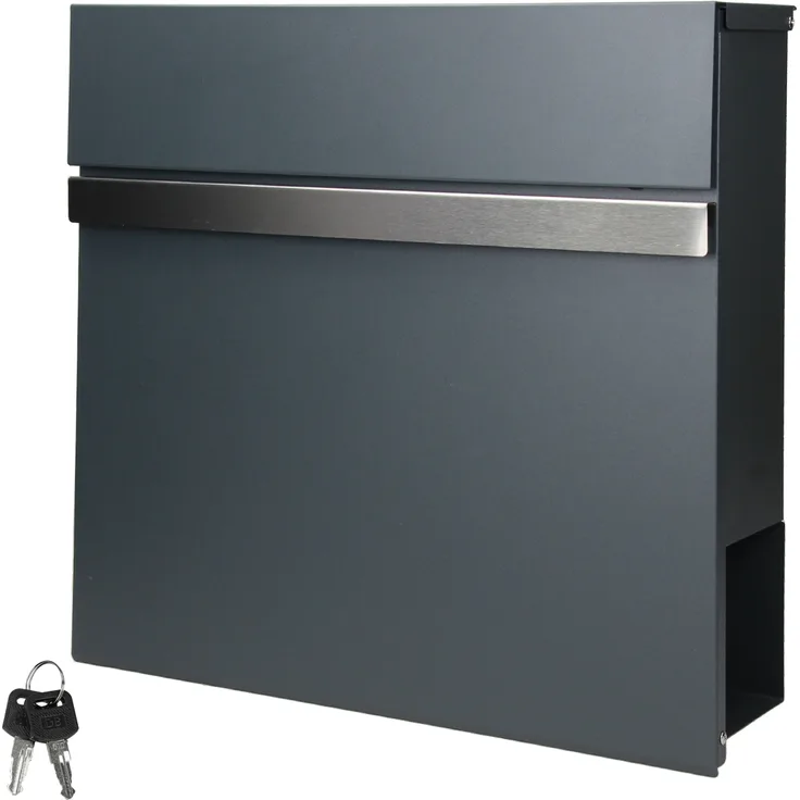 Briefkasten mit Zeitungsfach 37x11x36,5 cm anthrazit-Grau aus Stahl