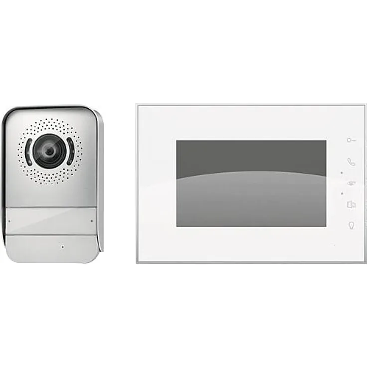Legrand Video-Türsprechanlage mit 2-Draht-Anschluss, 7 Zoll Hochglanz-Farbmonitor und Weitwinkelkamera, 1-2-Familienhaus-Set