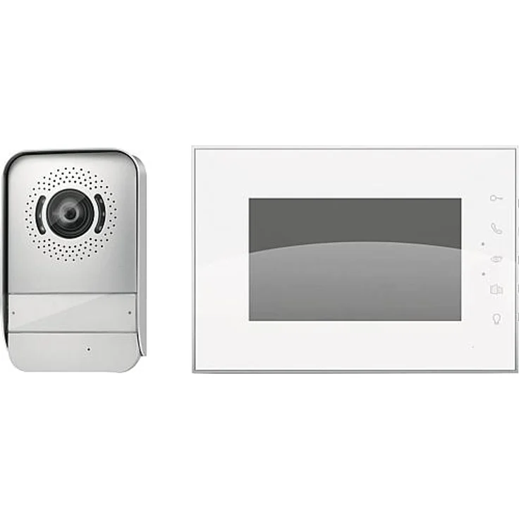 Legrand Video-Türsprechanlage mit 2-Draht-Anschluss, 7 Zoll Hochglanz-Farbmonitor und Weitwinkelkamera, 1-2-Familienhaus-Set