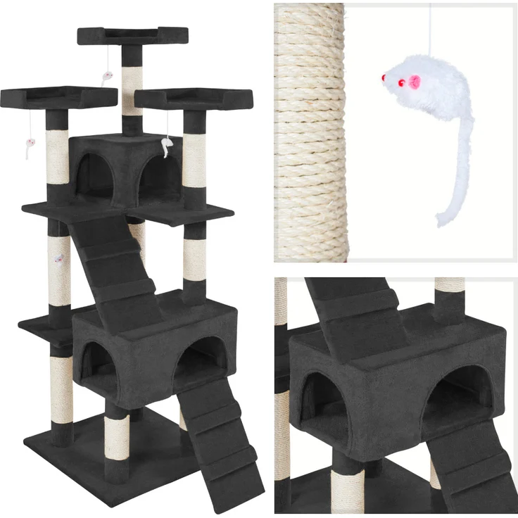 tectake Kratzbaum Barney 170cm - schwarz – Bild 3