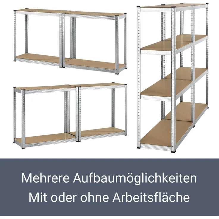 Juskys Easy 2er Set Lagerregal aus Metall mit 8 Einlegeböden 160 x 80 x 40 cm – Bild 6